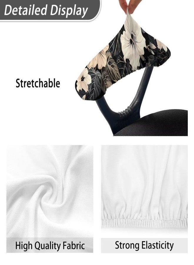 Wanzuoeng Office Chair Armrest Slipcovers Hibiscus Print Chair Arm Covers, Soft Comfy Desk Chair Slipcovers with Elastic Bands, Stretchable Gaming Chair Arm Protector, Set of 2 - Image 4